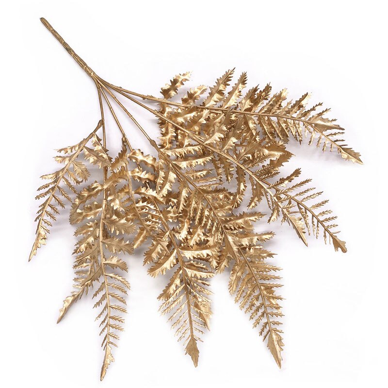 Plantes-artificielles-dor-es-et-argent-es-brillantes-mise-en-sc-ne-du-cuir-chevelu-d