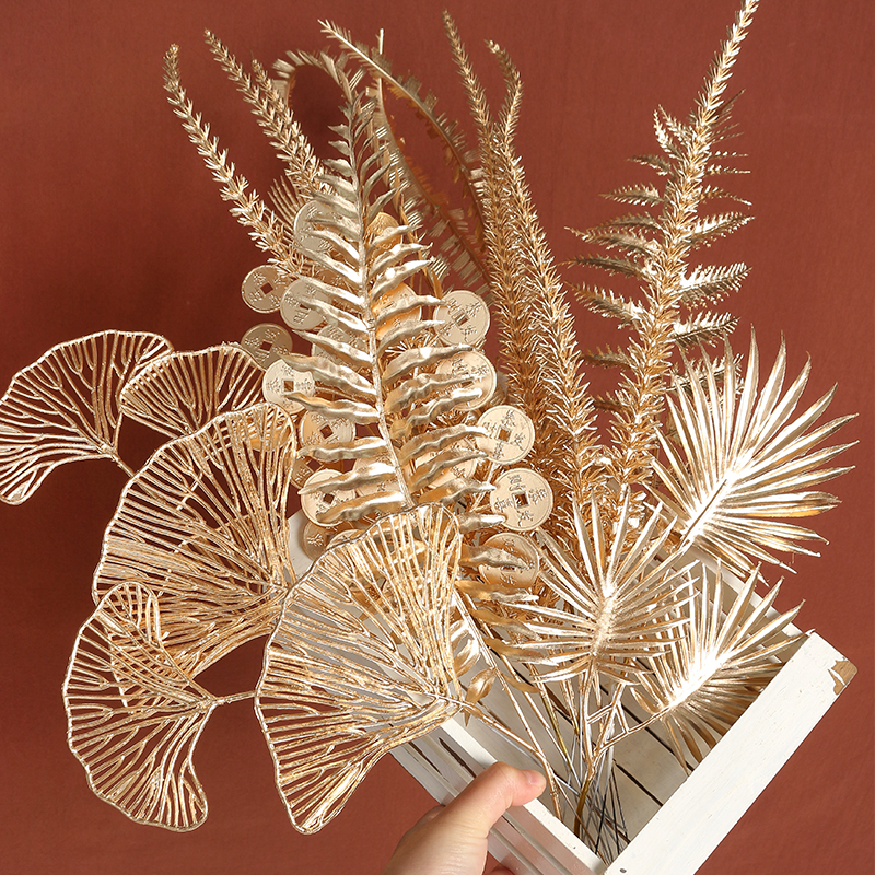 Plantes-Artificielles-Dor-es-pour-D-coration-de-Maison-Ornements-de-Nouvel-An-Fausses-Fleurs-Accessoires
