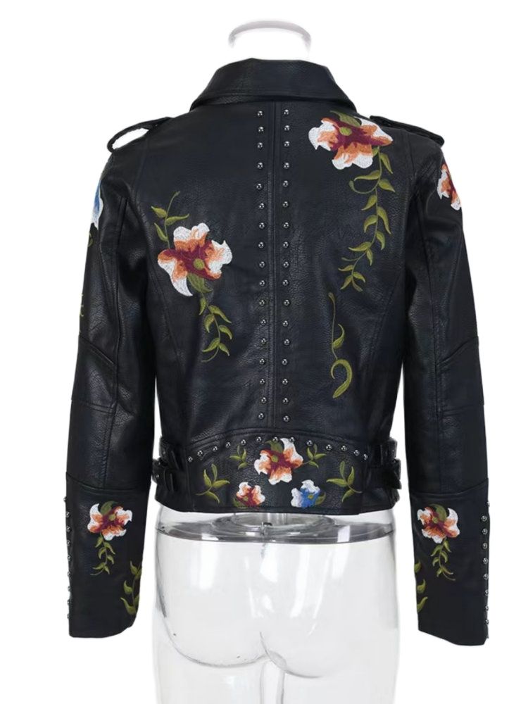Veste-en-similicuir-imprim-floral-pour-femme-broderie-rivet-de-moto-noir-punk-motard-printemps-automne