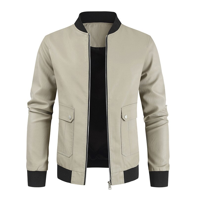 Veste-en-cuir-PU-col-montant-pour-hommes-vestes-glissi-re-patchwork-manteau-de-moto-d