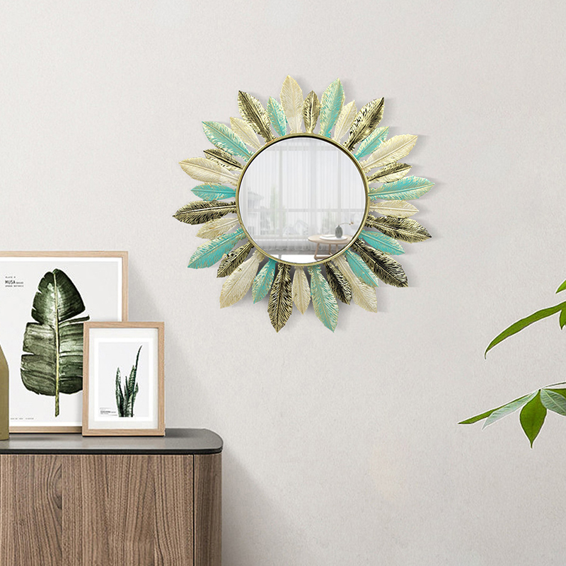 Miroir artistique décoration plumes en fer