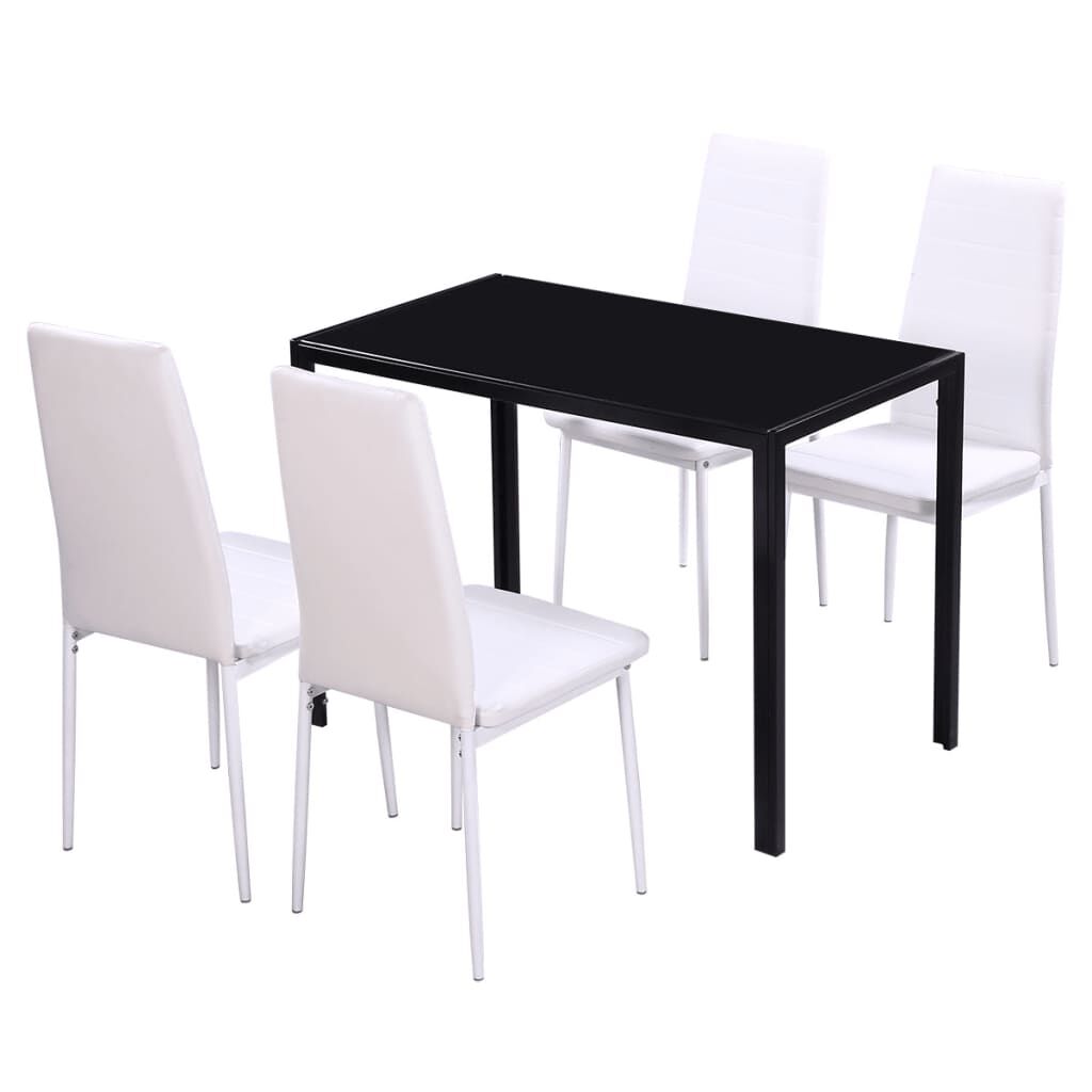 Table rectangulaire et quatre chaises bicolore