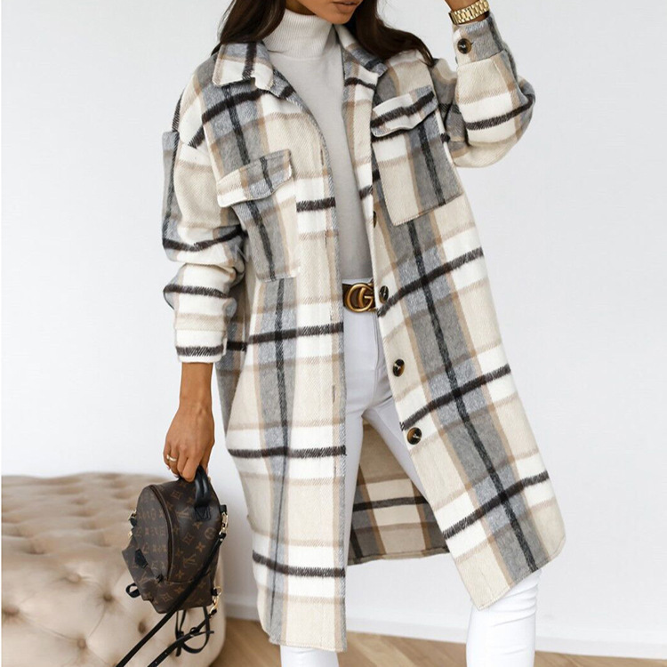 Manteau-long-simple-boutonnage-pour-femmes-pardessus-carreaux-en-laine-manches-longues-mode-automne-et-hiver