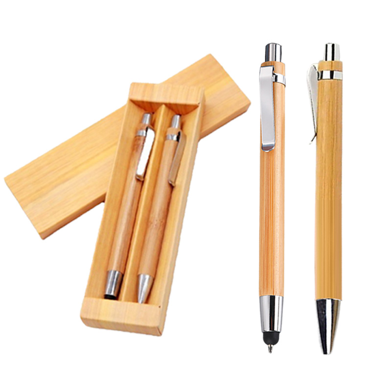 Stylos-bille-en-bambou-avec-bo-te-stylo-en-bois-pointe-conique-de-1-0mm-encre
