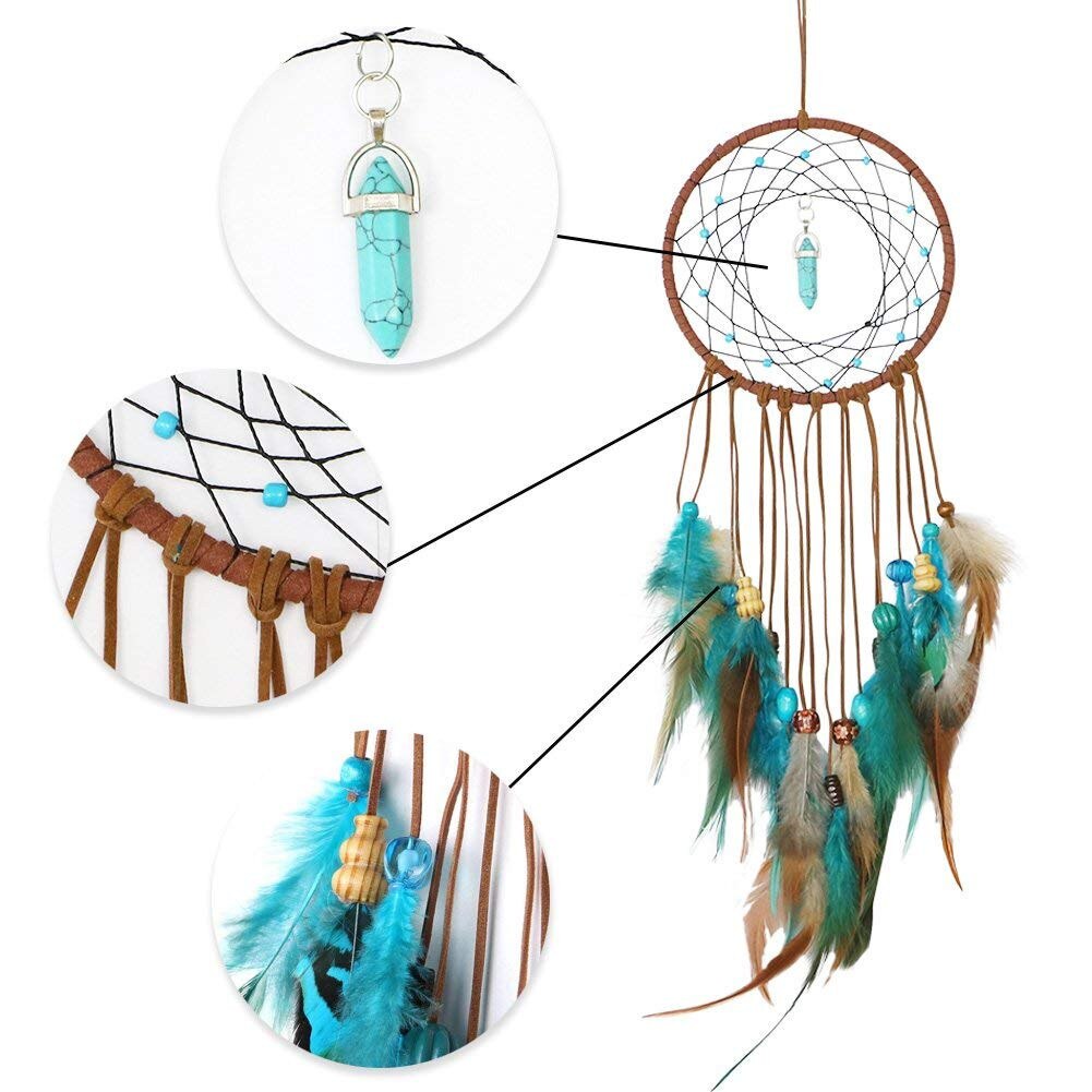 Attrape-r-ve-fait-la-main-plumes-color-es-design-de-perle-pendentif-de-d-coration