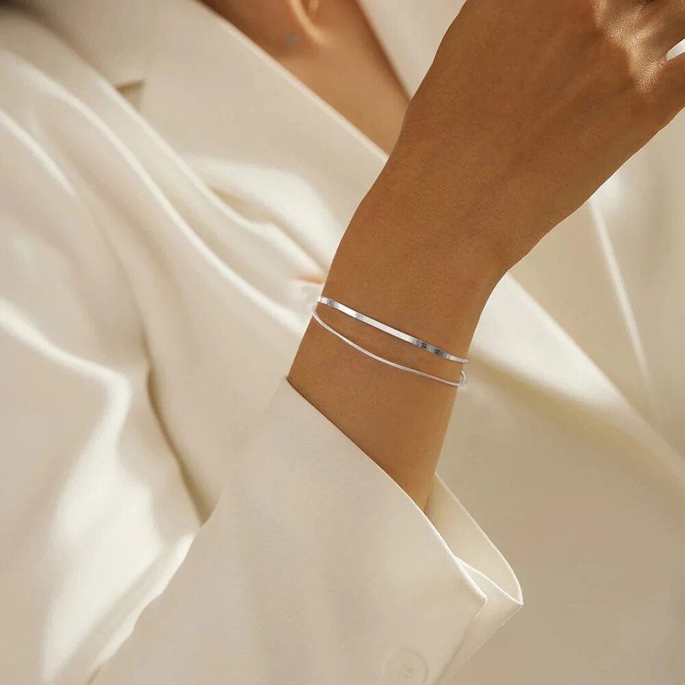 CANNER-Bracelet-minimaliste-double-couche-pour-femme-1-pi-ce-en-argent-925-simple-pour-salle