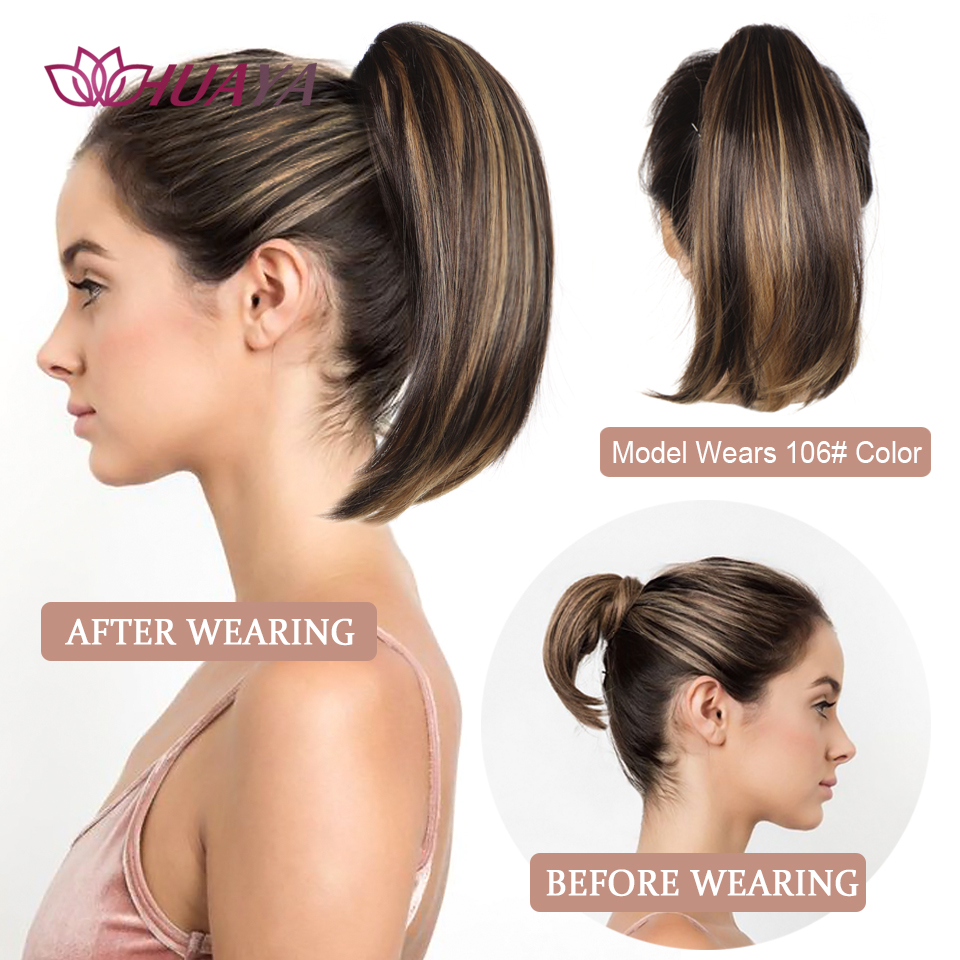 Extension-synth-tique-queue-de-cheval-courte-pince-pour-femme-postiche-droite-naturelle-faux-cheveux-clipser