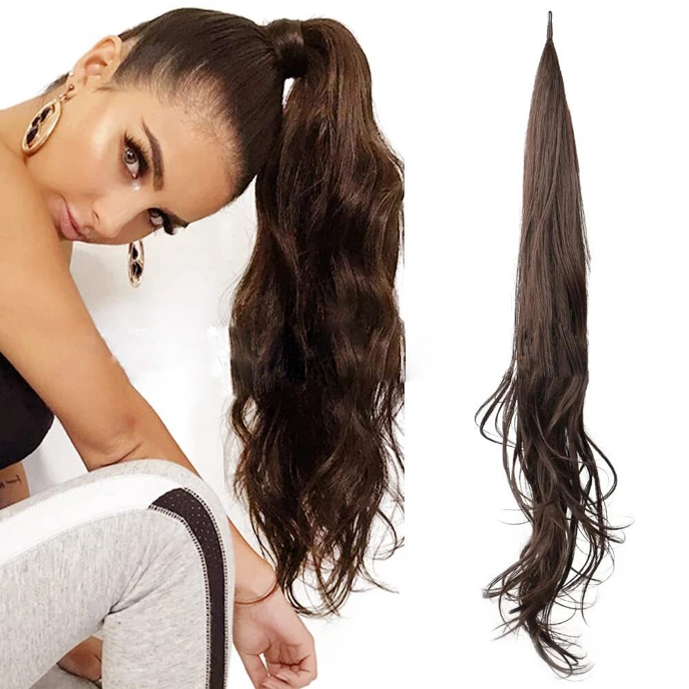 Queue-de-cheval-synth-tique-longue-pour-femme-postiche-boucl-e-naturelle-extensions-de-cheveux-flexibles