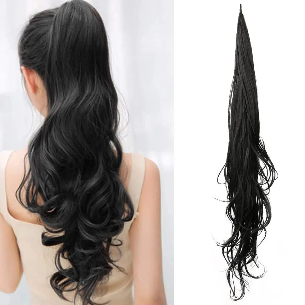 Queue-de-cheval-synth-tique-longue-pour-femme-postiche-boucl-e-naturelle-extensions-de-cheveux-flexibles