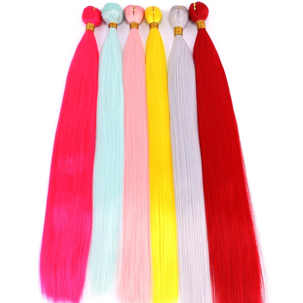 Extensions-Capillaires-Synth-tiques-Lisses-et-Soyeuses-pour-Femme-Noire-Couleur-Rose-Jaune-Vert-Rouge-Gris