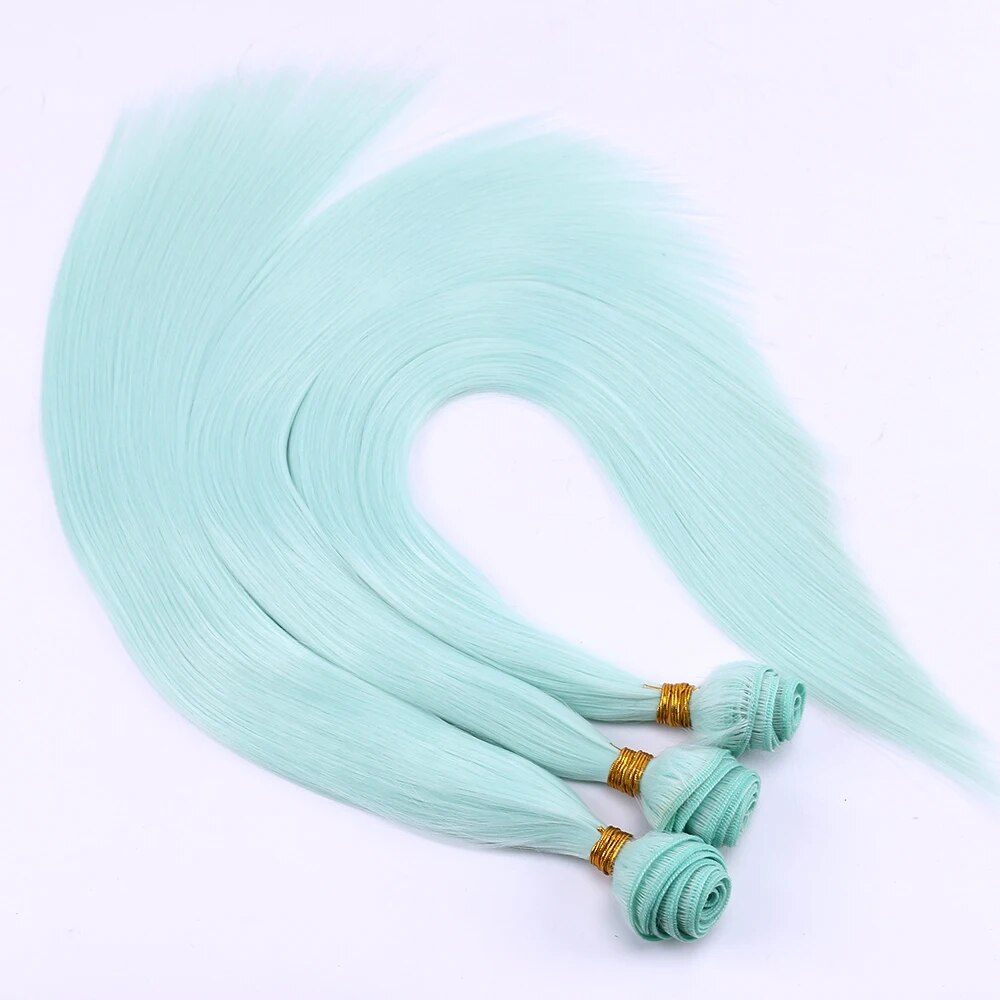 Extensions-Capillaires-Synth-tiques-Lisses-et-Soyeuses-pour-Femme-Noire-Couleur-Rose-Jaune-Vert-Rouge-Gris