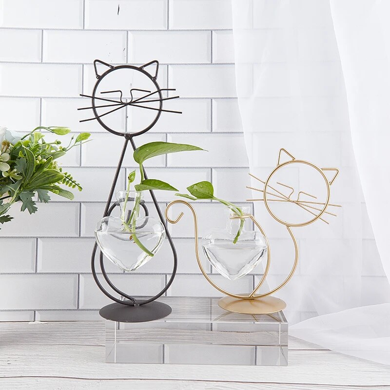 Vases-de-plantes-hydroponiques-pot-de-fleur-en-forme-de-chat-mignon-vase-transparent-avec-fer