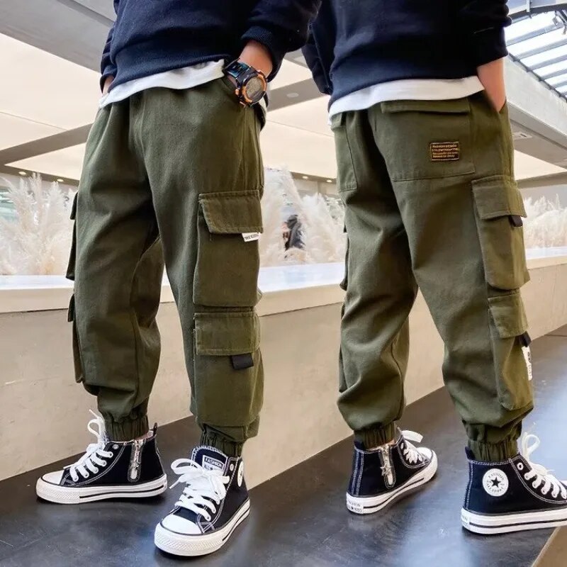 Pantalon-cargo-poches-multiples-pour-gar-ons-pantalons-de-surv-tement-d-contract-s-pour-enfants