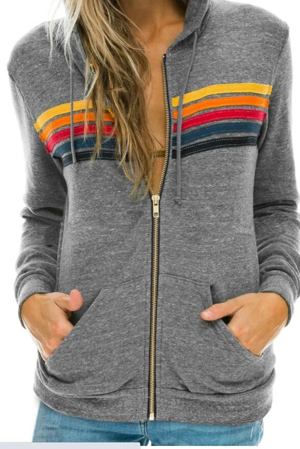 Happator-Nation-Sweat-capuche-zipp-rayures-pour-femme-sweat-shirt-manches-longues-streetwear-unisexe-pour-gar