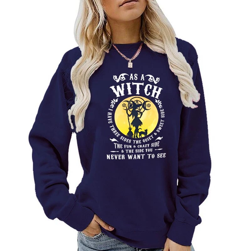 Sweat-shirt-manches-longues-pour-femme-pull-Sportedly-Comme-une-sorci-re-Ne-veut-jamais-voir