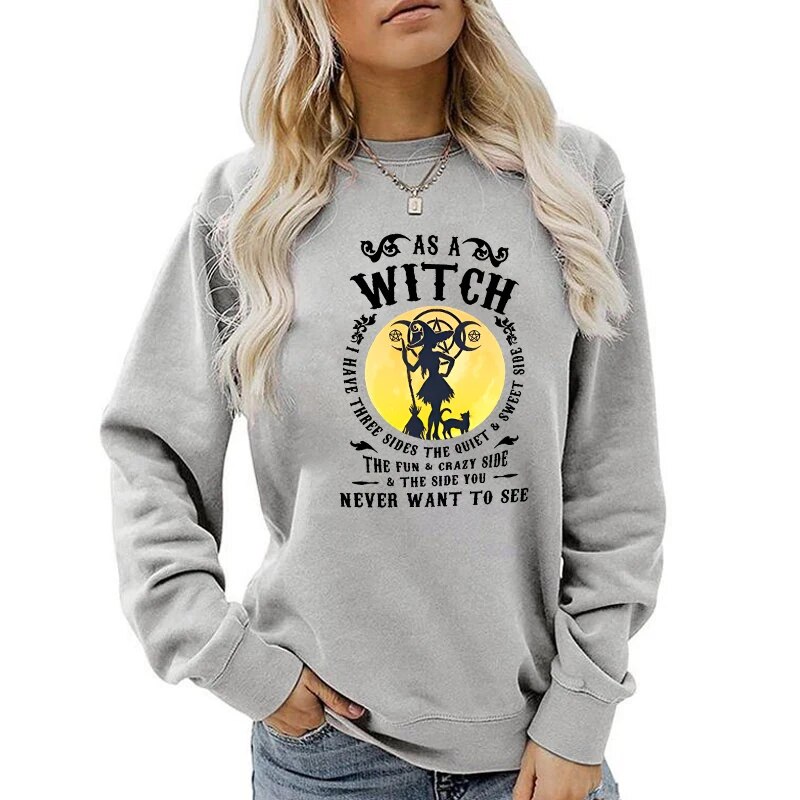 Sweat-shirt-manches-longues-pour-femme-pull-Sportedly-Comme-une-sorci-re-Ne-veut-jamais-voir