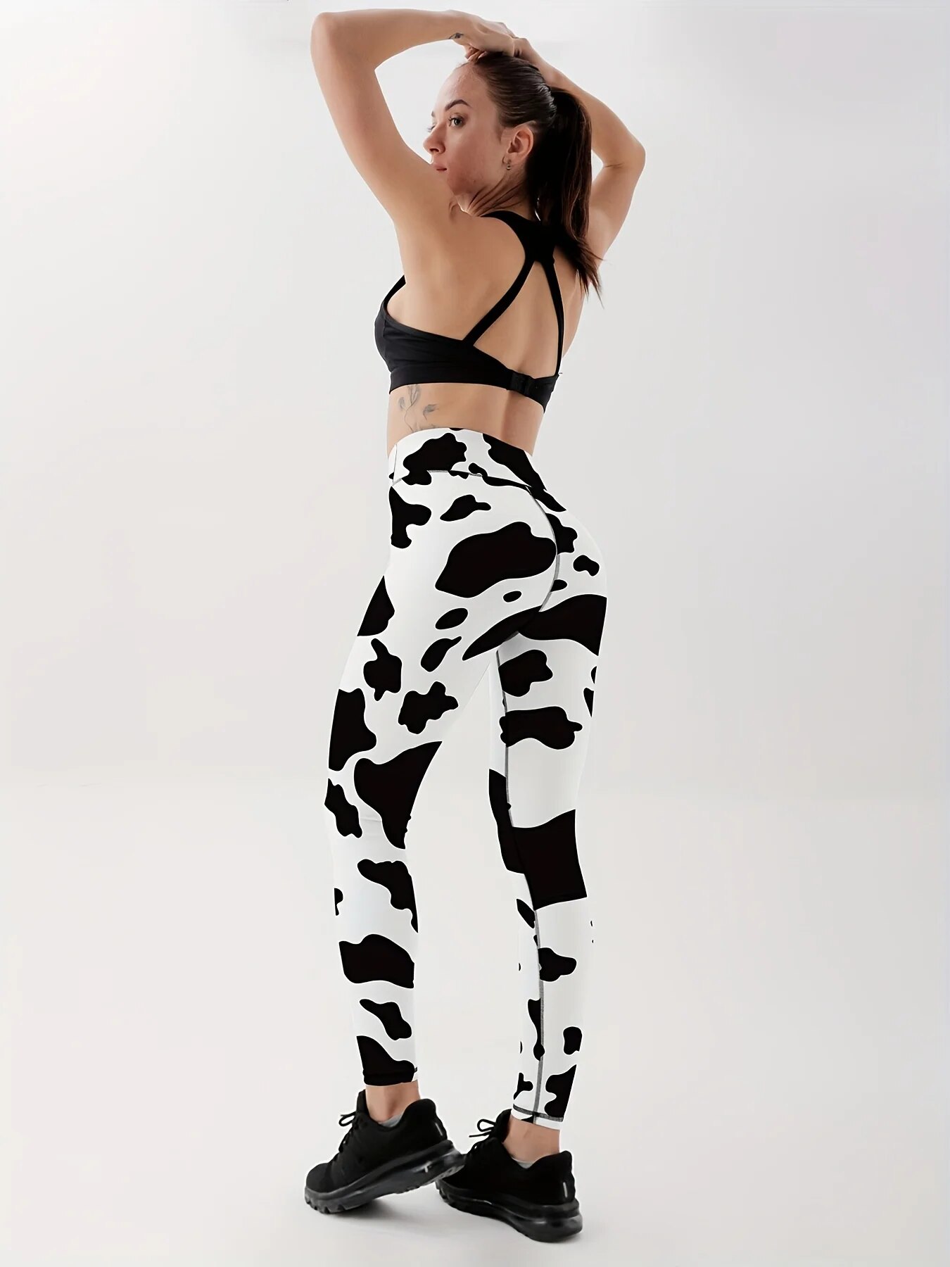 Leggings-de-yoga-taille-haute-pour-femme-pantalon-de-fitness-imprim-noir-et-blanc-animal-vache