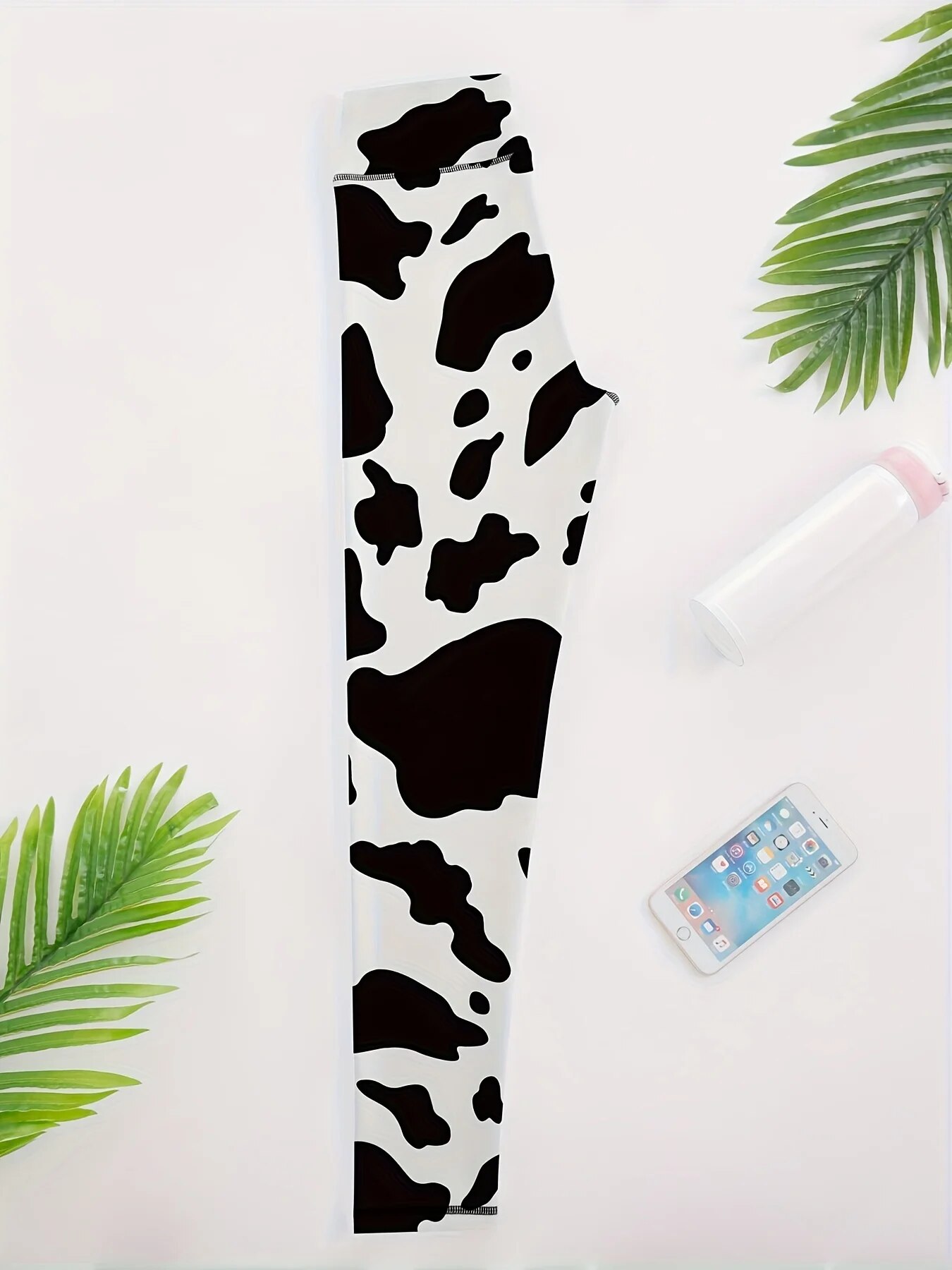 Leggings-de-yoga-taille-haute-pour-femme-pantalon-de-fitness-imprim-noir-et-blanc-animal-vache