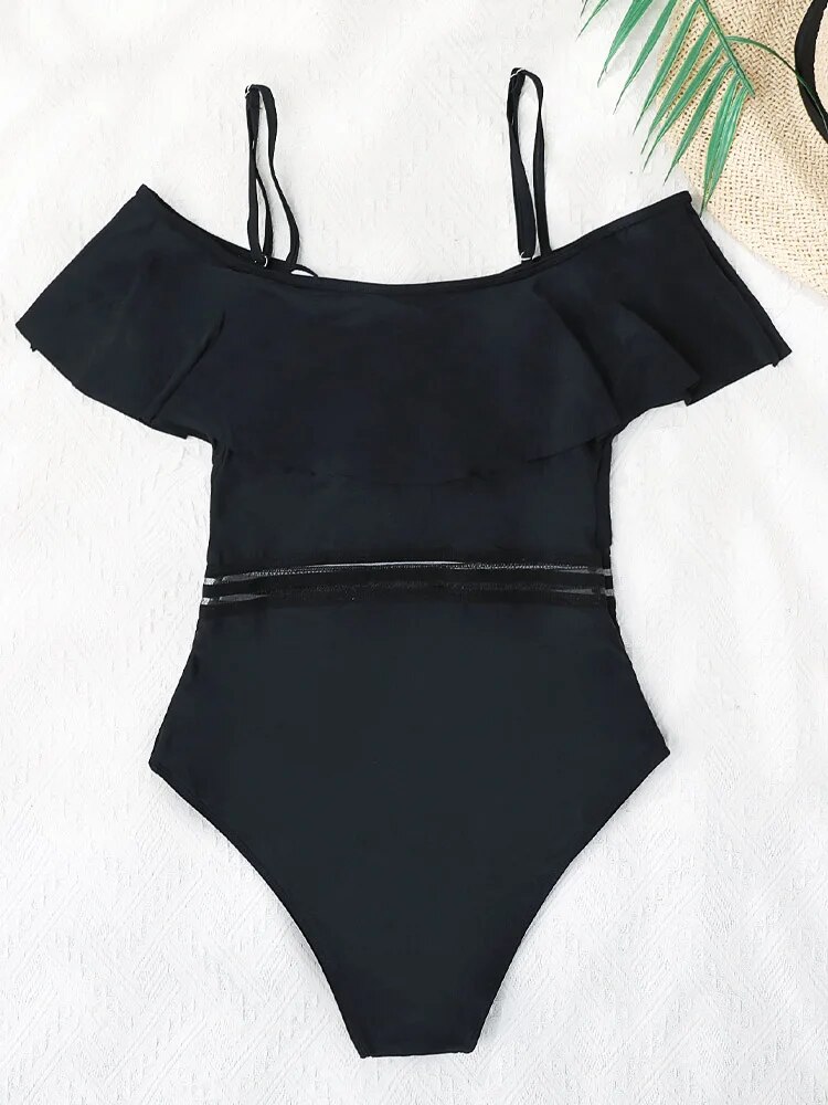 VIGORASHELY-Maillot-de-bain-noir-une-pi-ce-sexy-bretelles-volants-pour-femmes-v-tements-de