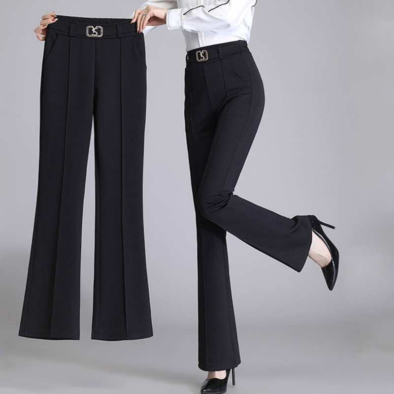 Pantalon-lastique-taille-haute-pour-femme-pantalon-monochrome-pour-document-pantalon-d-contract-pour-femme-de