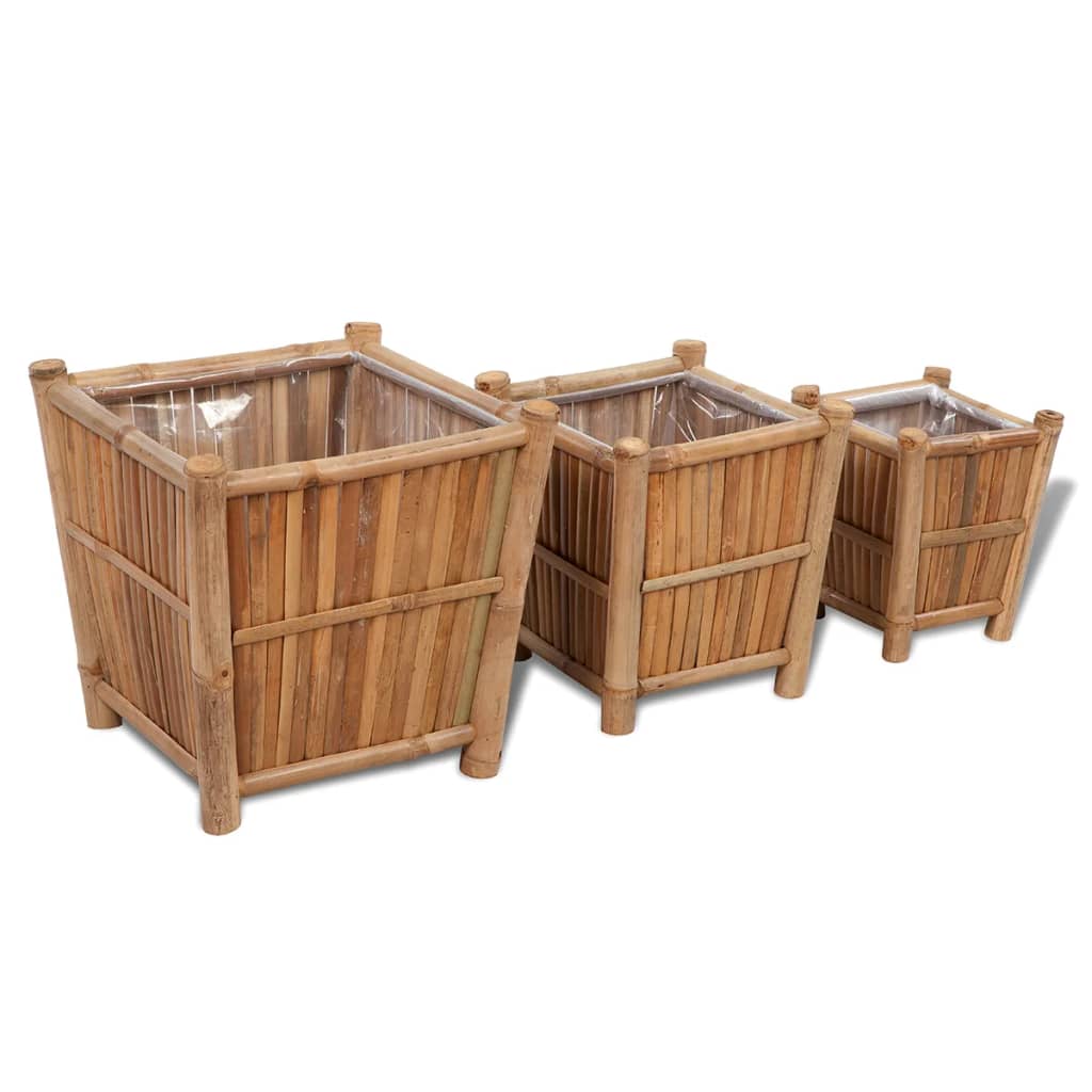 Jardinières en bambou par trois