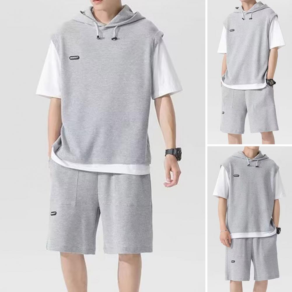 Tenue-de-sport-d-contract-e-deux-pi-ces-pour-hommes-haut-capuche-short-taille-lastique
