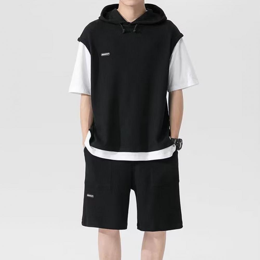 Tenue-de-sport-d-contract-e-deux-pi-ces-pour-hommes-haut-capuche-short-taille-lastique