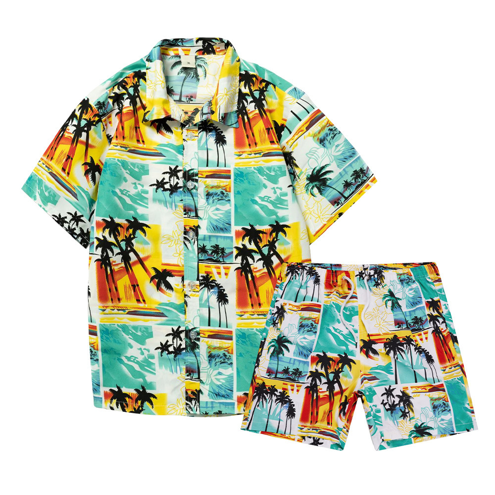 Ensemble-2-pi-ces-style-plage-pour-hommes-collection-hawa-enne-chemise-avec-impression-banane-3D