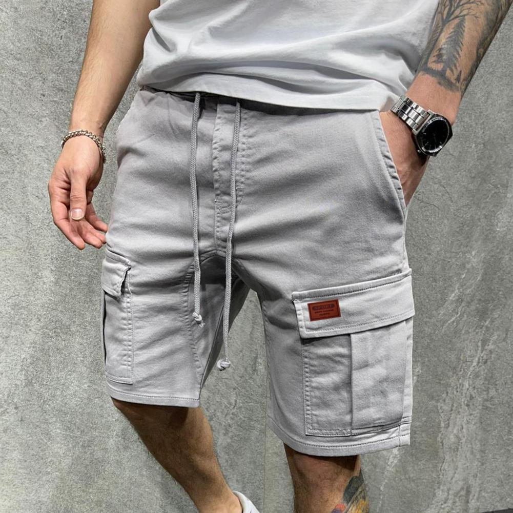 Short-Cargo-de-couleur-unie-pour-hommes-short-d-contract-d-t-multi-poches-short-de