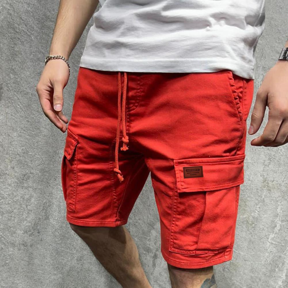 Short-Cargo-de-couleur-unie-pour-hommes-short-d-contract-d-t-multi-poches-short-de