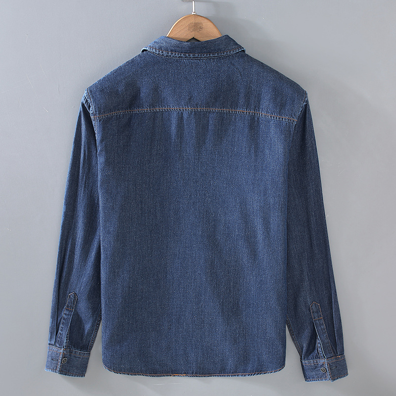 Chemise-Vintage-en-Denim-pour-hommes-86010-mode-printemps-automne-pour-tudiants-et-adolescents-Double-poche