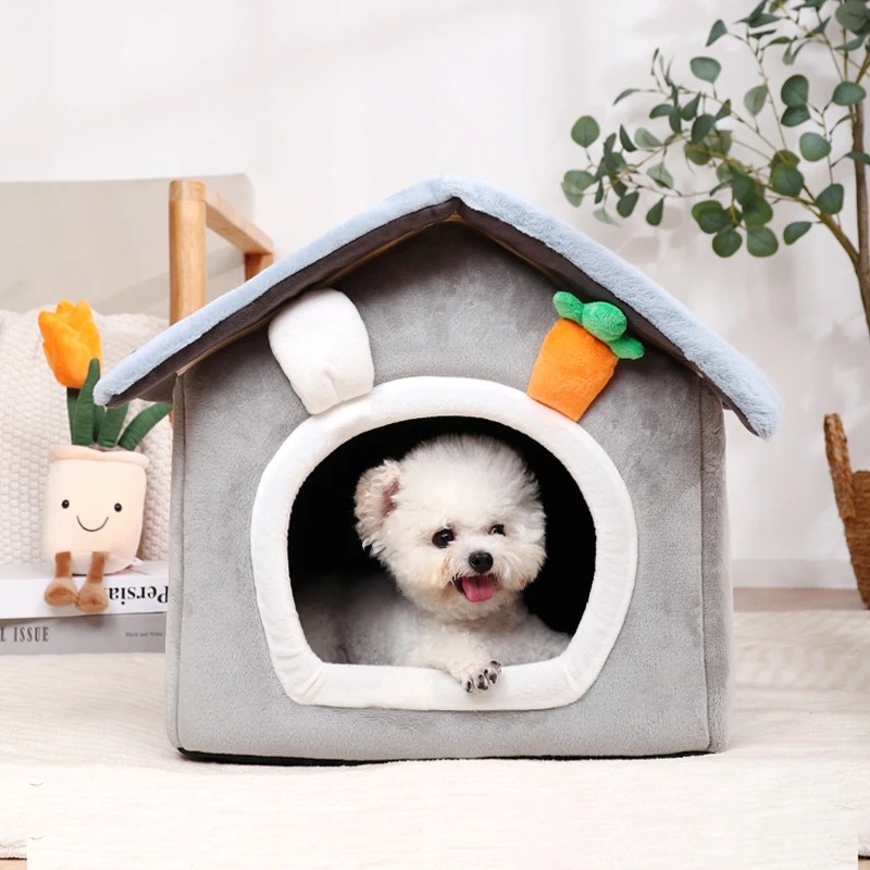 Pliable-Niche-De-Chien-D-int-rieur-Chaud-Canap-Chenil-Lit-Tapis-Pour-Petits-Moyens-Grands