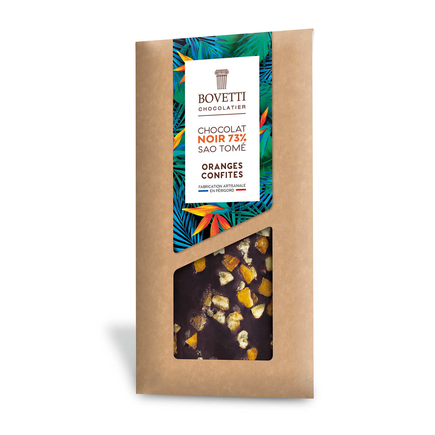 Tablette de chocolat noir et oranges confites