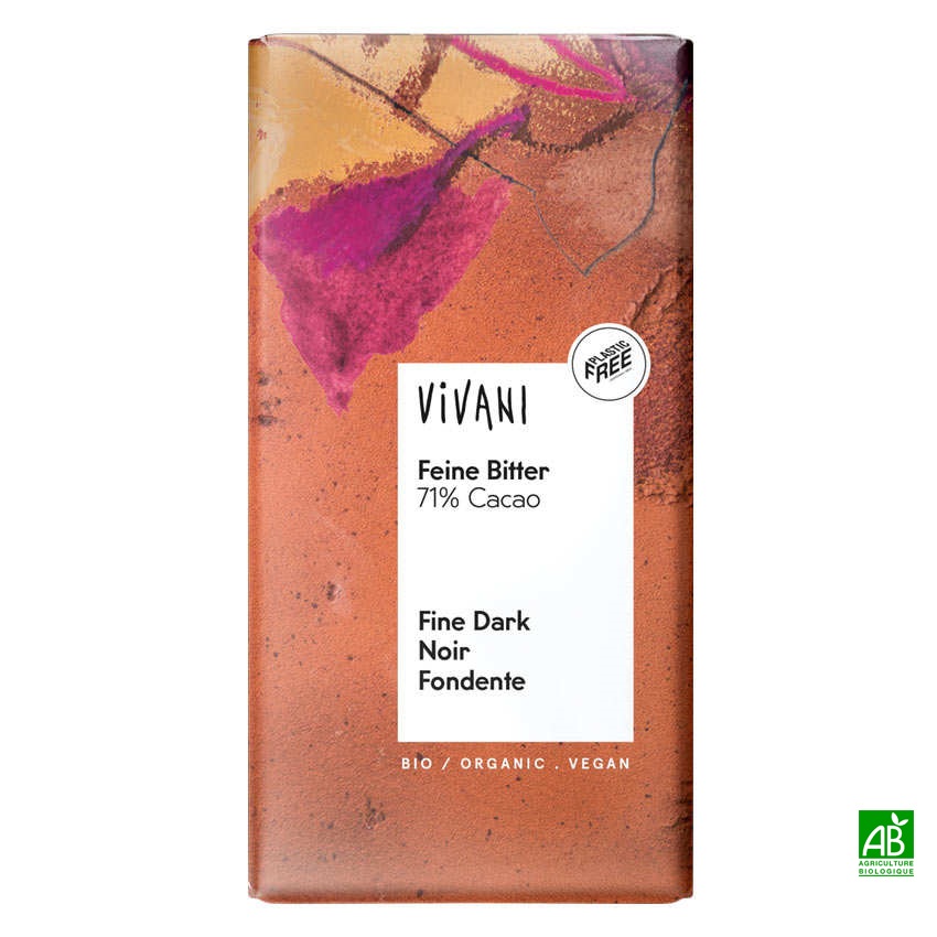 Tablette de chocolat noir bio et végan