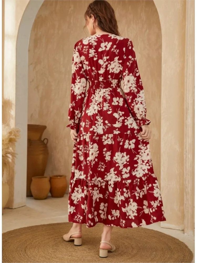 robe-longue-motif-floral-et-col-en-v (3)