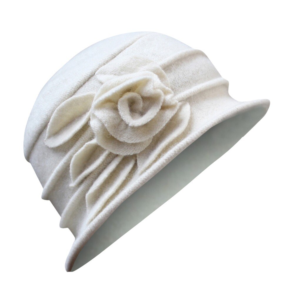 Fedora-Chapeau-en-laine-artificielle-pour-Femme-l-gant-Vintage-fleur-Cloche-seau-couvre-chef-de
