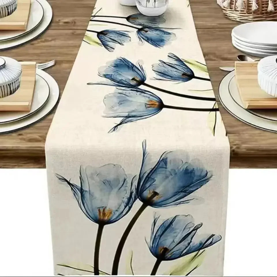 Chemin de table motif floral longueur 180 cm