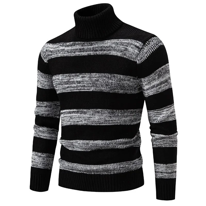 Pull à rayures col roulé pour hommes
