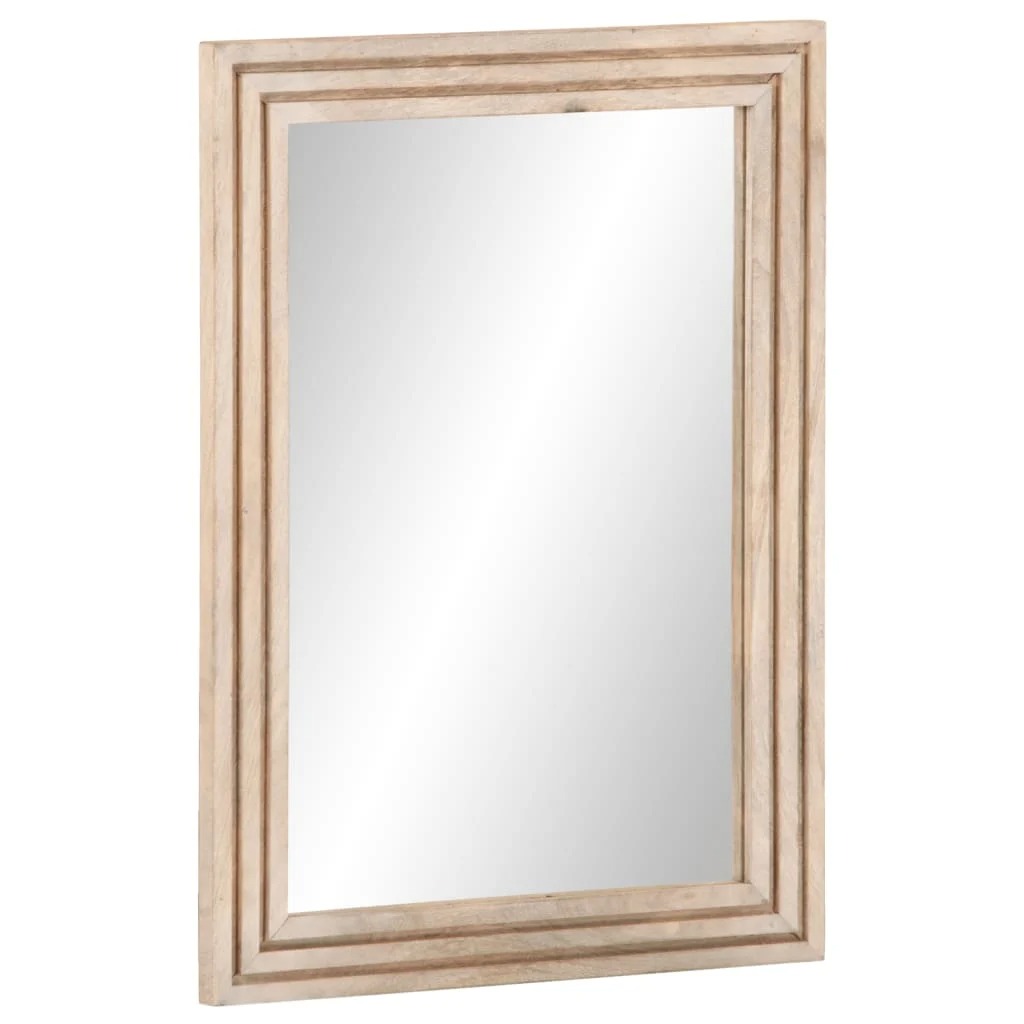 Miroir rectangulaire sur cadre en bois clair