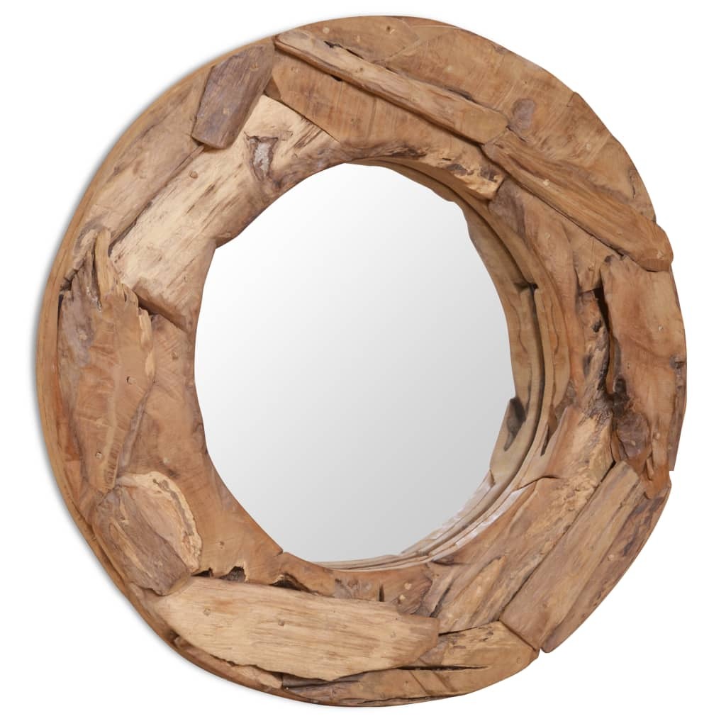 Miroir décoratif en teck forme ronde