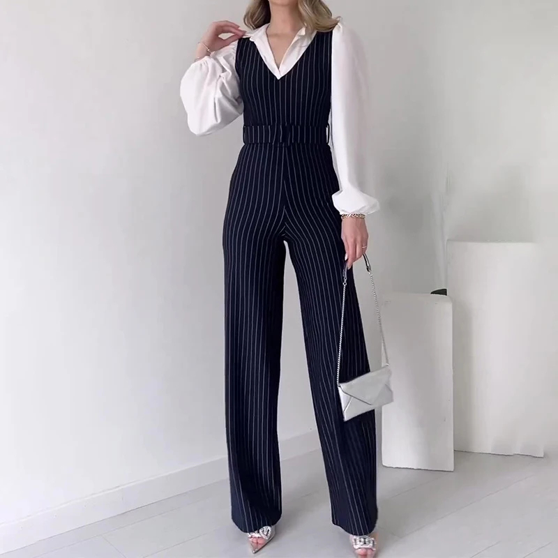 Barboteuse rayée jambes larges pour femmes