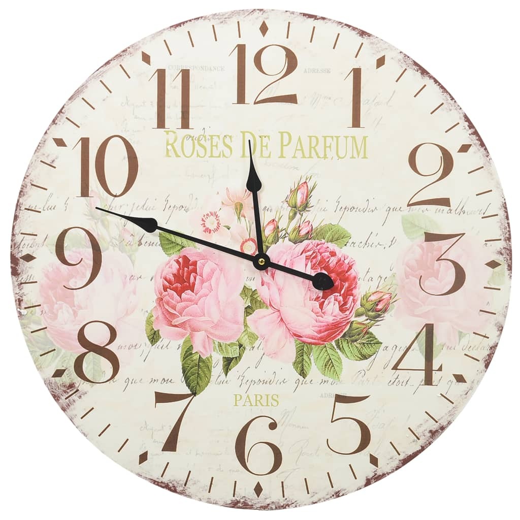 Horloge murale motif floral 60 cm
