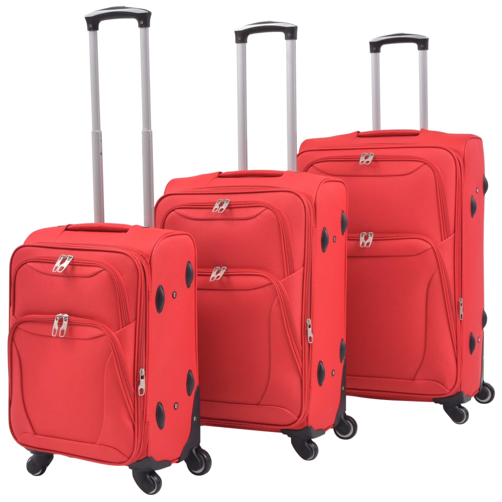 Ensemble de valises à roulettes trois pièces couleur rouge