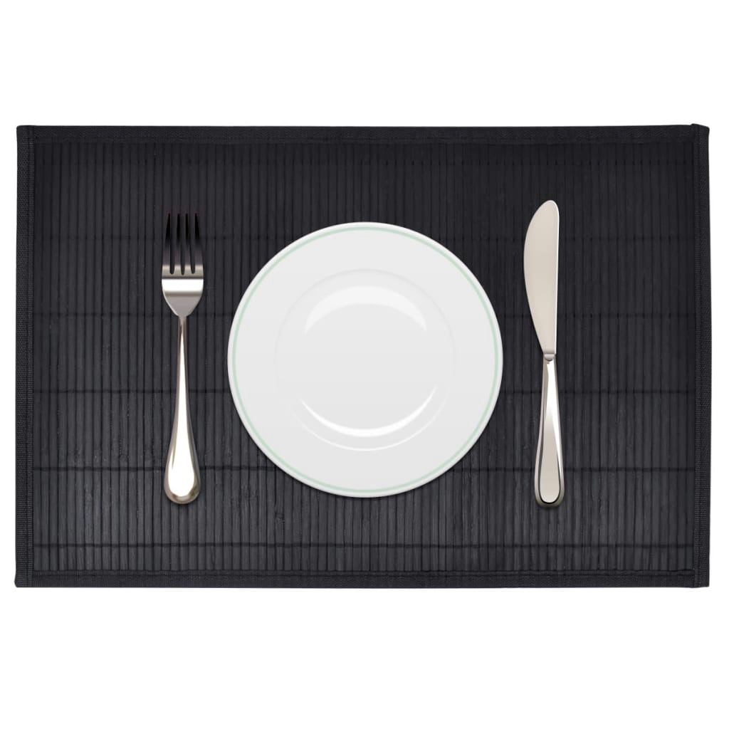 Sets de table rectangulaires 6 pièces couleur noire