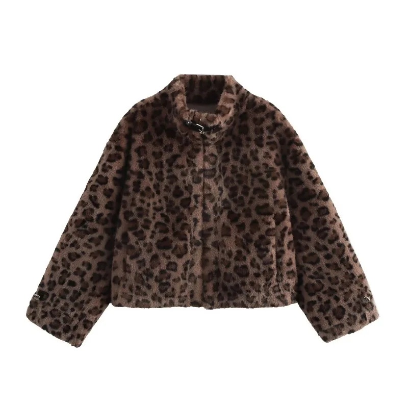 Manteau motif léopard pour femmes