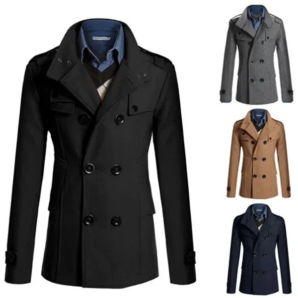Manteau classique couleur unie pour hommes