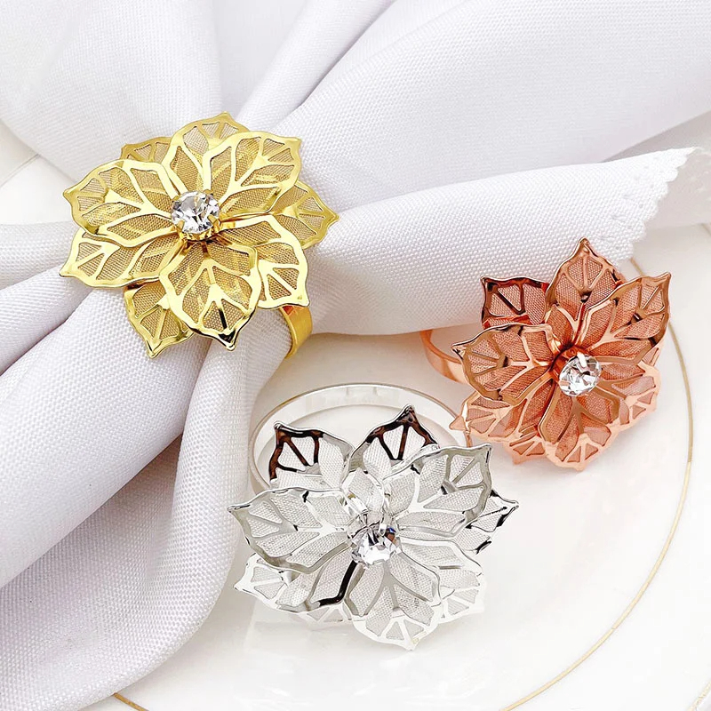 Rond de serviette motif floral 6 pièces