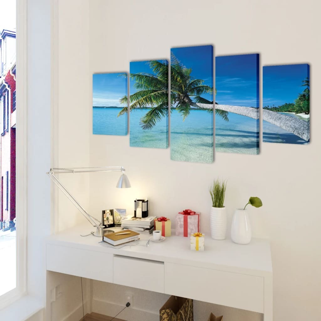 toiles-murales-5-pieces-impression-palmier (2)
