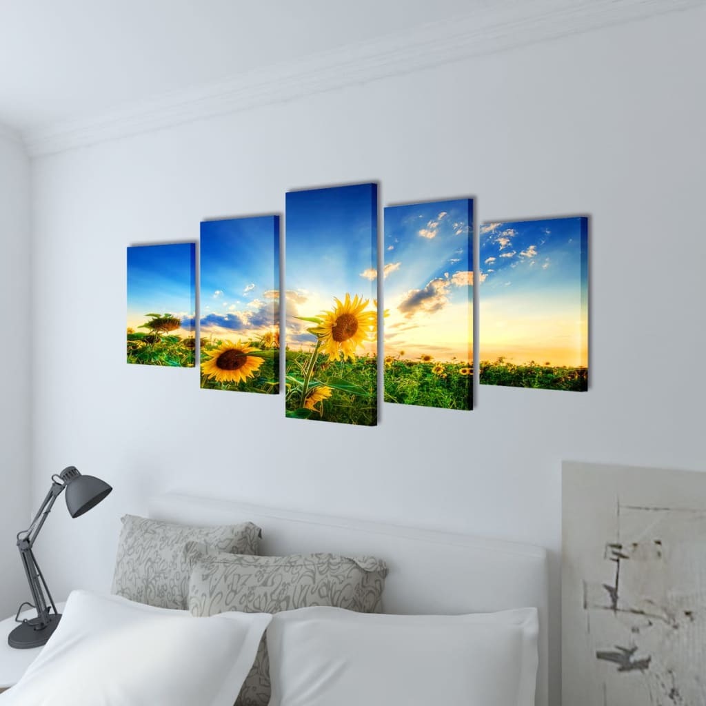 toiles-murales-5-pieces-impression-tournesols (2)