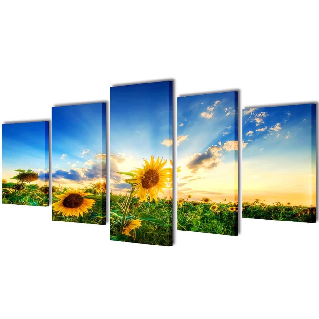 Toiles murales 5 pièces impression tournesols